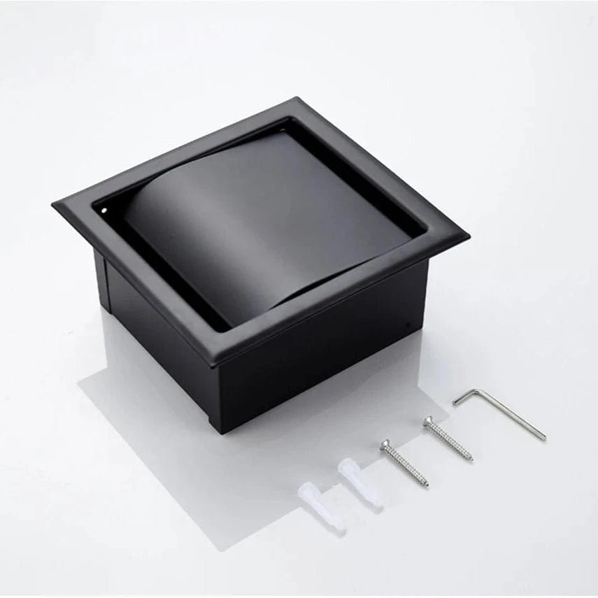 Porte Papier Toilette Encastrable - Argent & Noir Mat