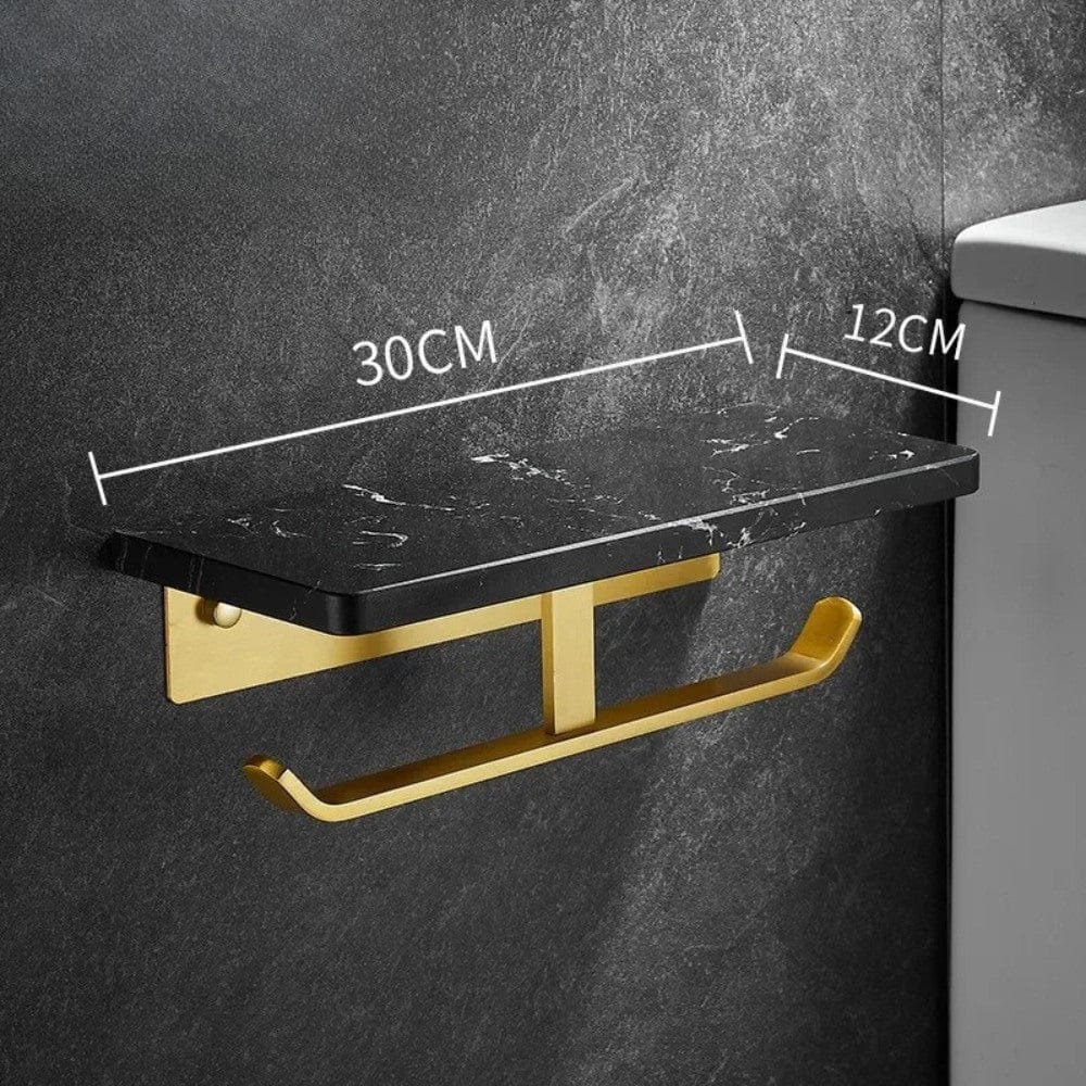 Porte Papier Toilette Luxe - Double Marbre Noir Or Premium