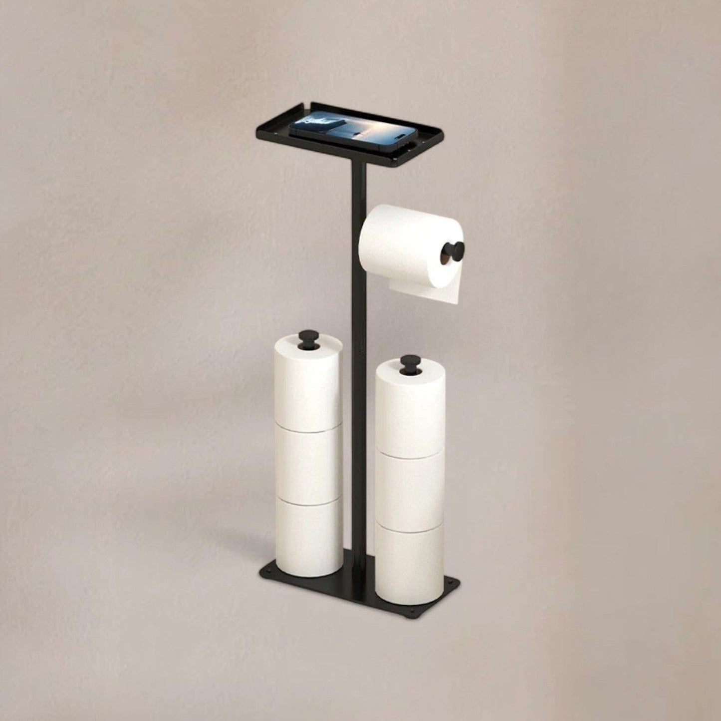 Porte Rouleaux Papier Toilette sur Pied - Double avec Tablette