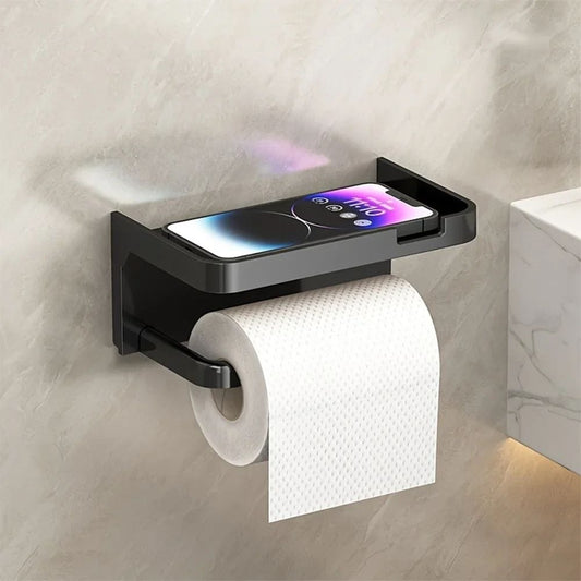 Porte Papier Toilette Adhésif avec Tablette - 3 Coloris