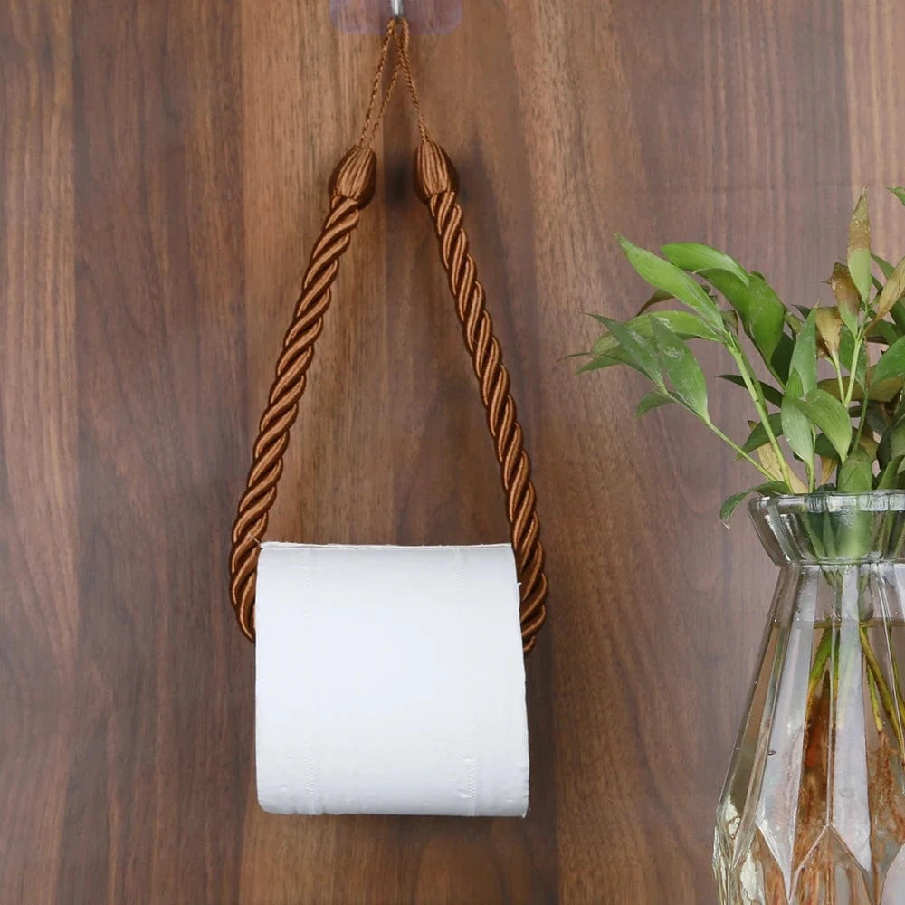 Porte Papier Toilette Adhésif Corde - 4 Coloris Sans Perçage