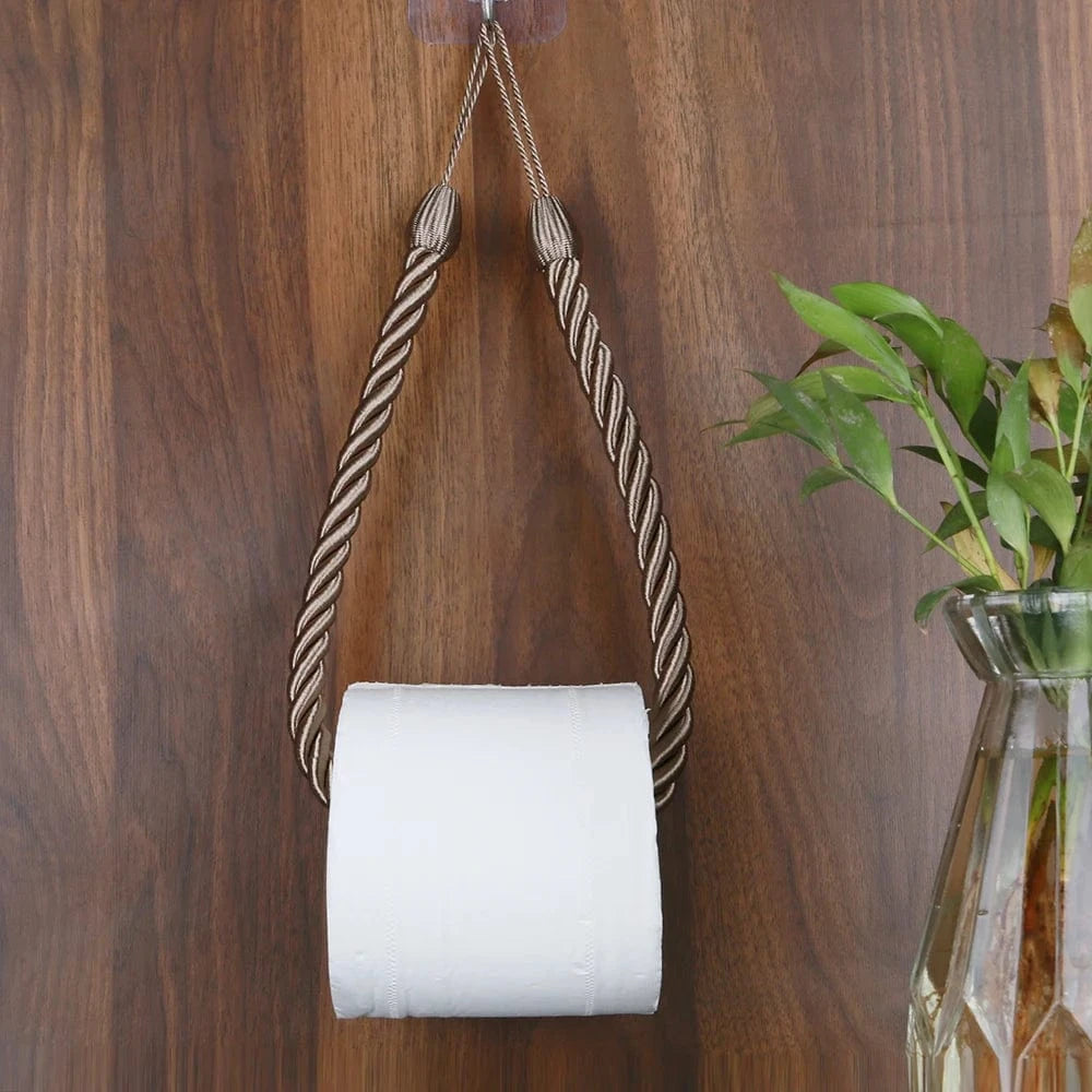 Porte Papier Toilette Adhésif Corde - 4 Coloris Sans Perçage