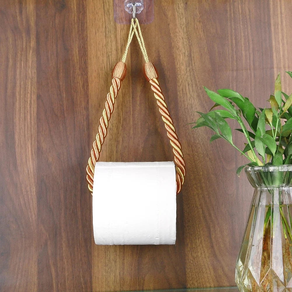 Porte Papier Toilette Adhésif Corde - 4 Coloris Sans Perçage