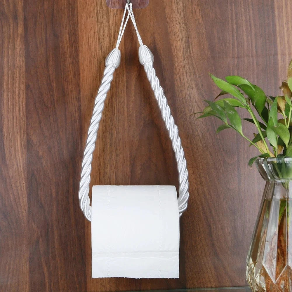Porte Papier Toilette Adhésif Corde - 4 Coloris Sans Perçage