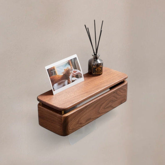 Porte Papier Toilette avec Support Bois - Tablette Rangement