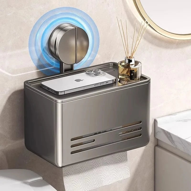 Porte Papier Toilette avec Ventouse - Tablette Multifonction