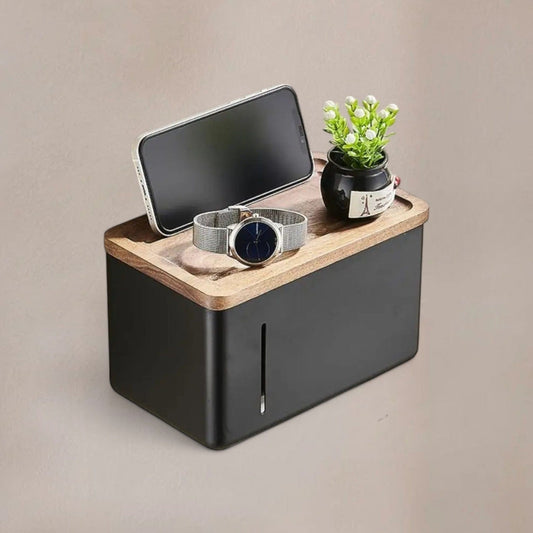 Porte Papier Toilette Bois Métal - Design Bi-Matière