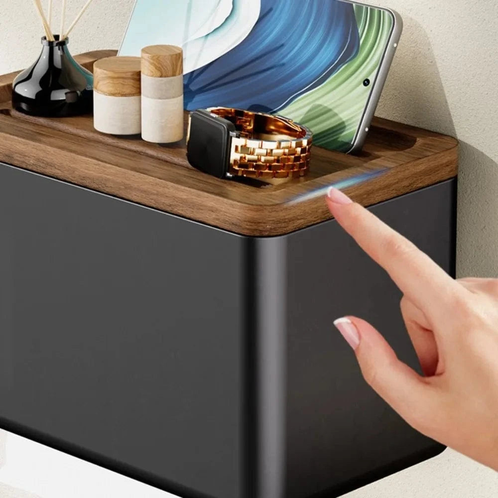 Porte Papier Toilette Bois Métal - Design Bi-Matière
