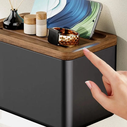 Porte Papier Toilette Bois Métal - Design Bi-Matière