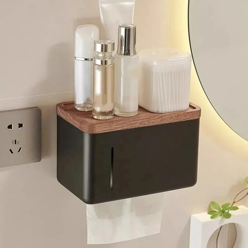 Porte Papier Toilette Bois Métal - Design Bi-Matière