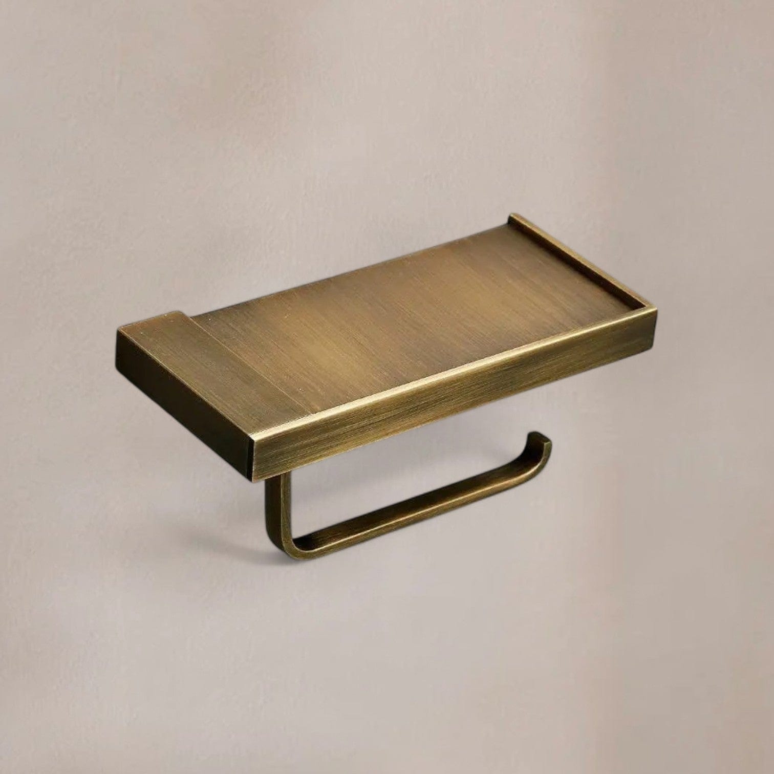 Porte Papier Toilette Bronze - Tablette 2-en-1 Compact