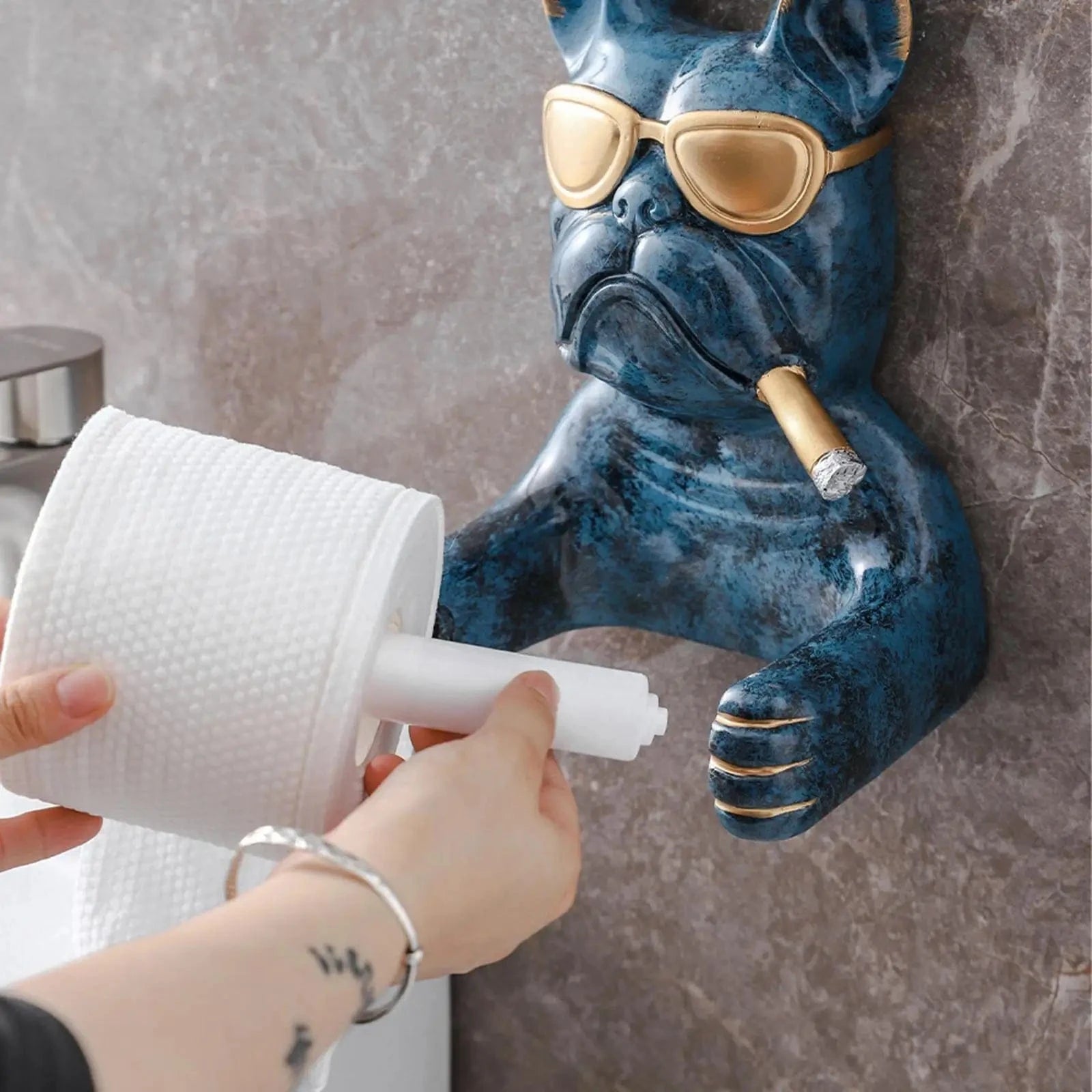Porte Papier Toilette Chien - Bouledogue Lunettes 2 Coloris