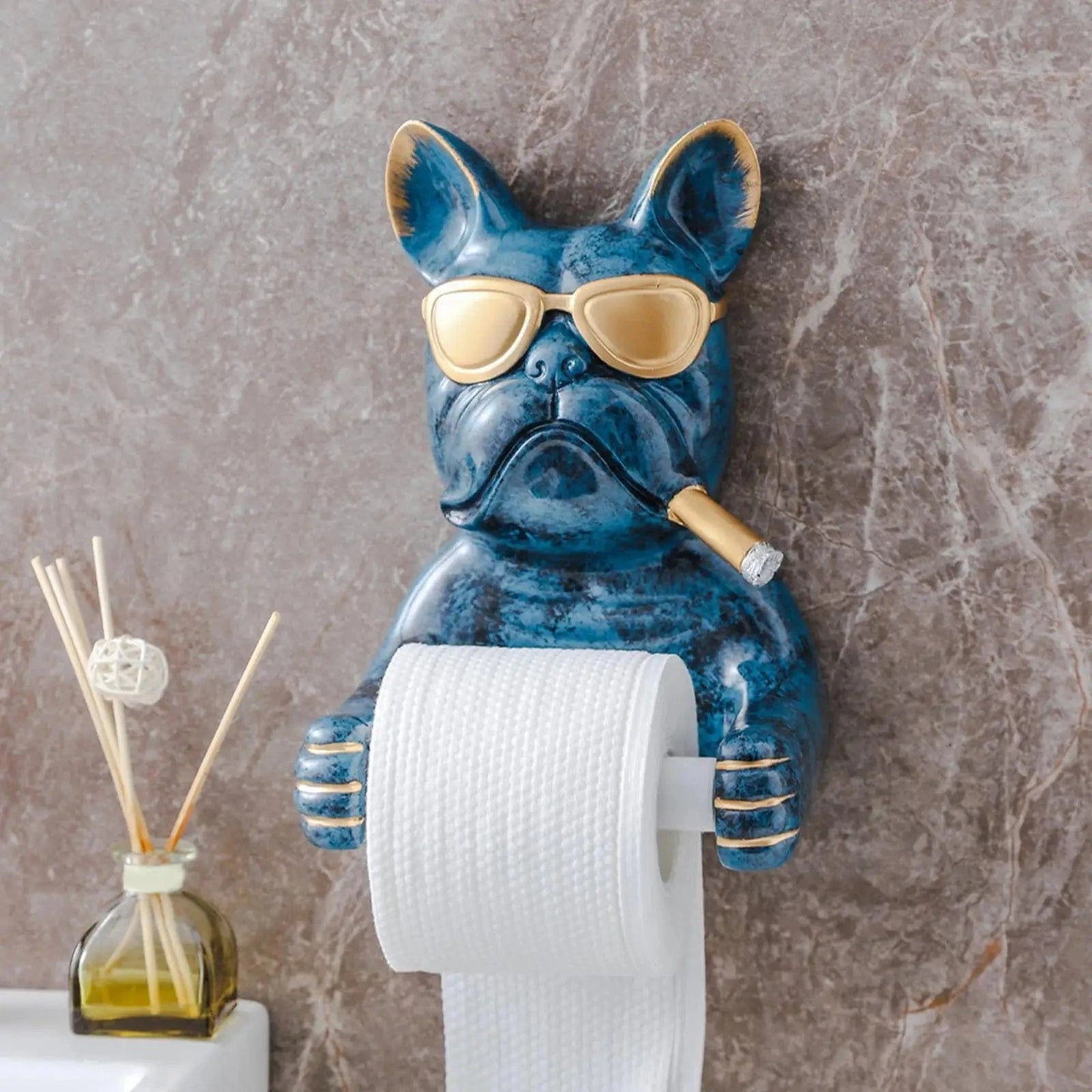 Porte Papier Toilette Chien - Bouledogue Lunettes 2 Coloris