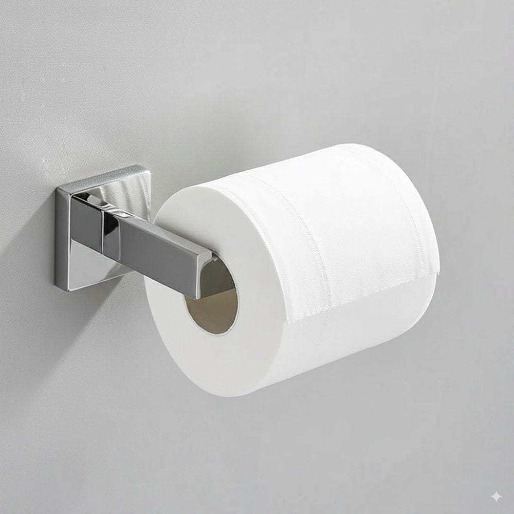 Porte Papier Toilette Chrome - Design Géométrique Premium