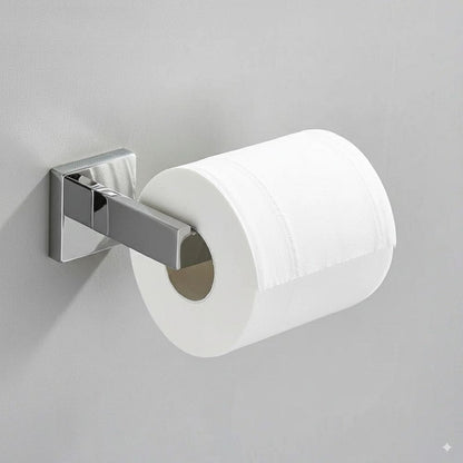 Porte Papier Toilette Chrome - Design Géométrique Premium