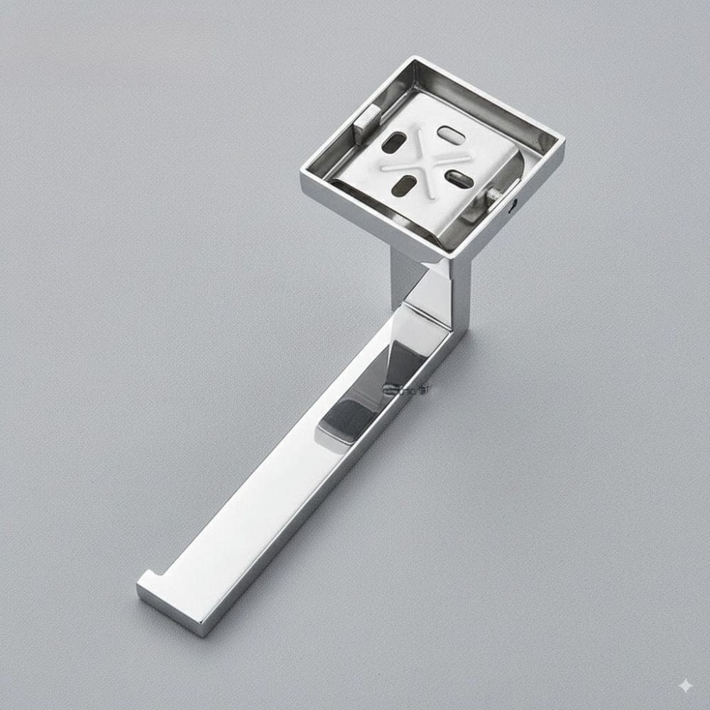Porte Papier Toilette Chrome - Design Géométrique Premium