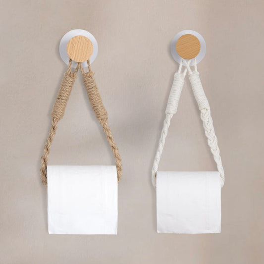 Porte Papier Toilette Corde - Design Bohème Macramé Sans Perçage