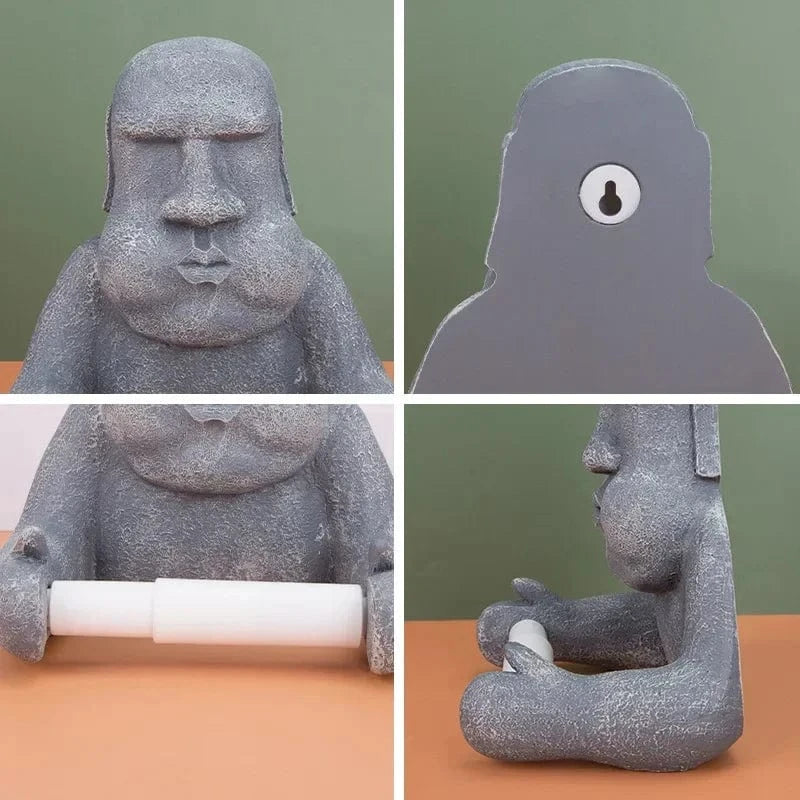 Porte Papier Toilette Déco - Statue Moai Île de Pâques Résine