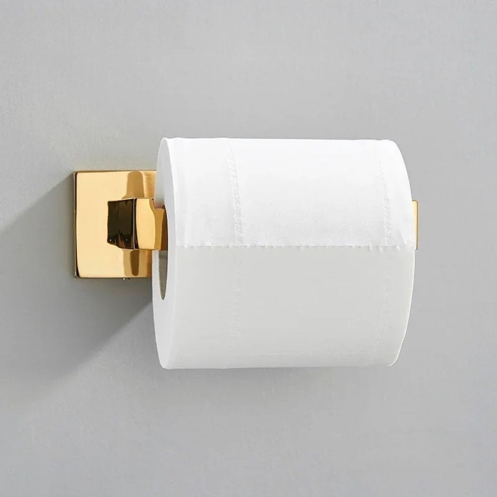 Porte Papier Toilette Doré Poli - Finition Miroir Premium