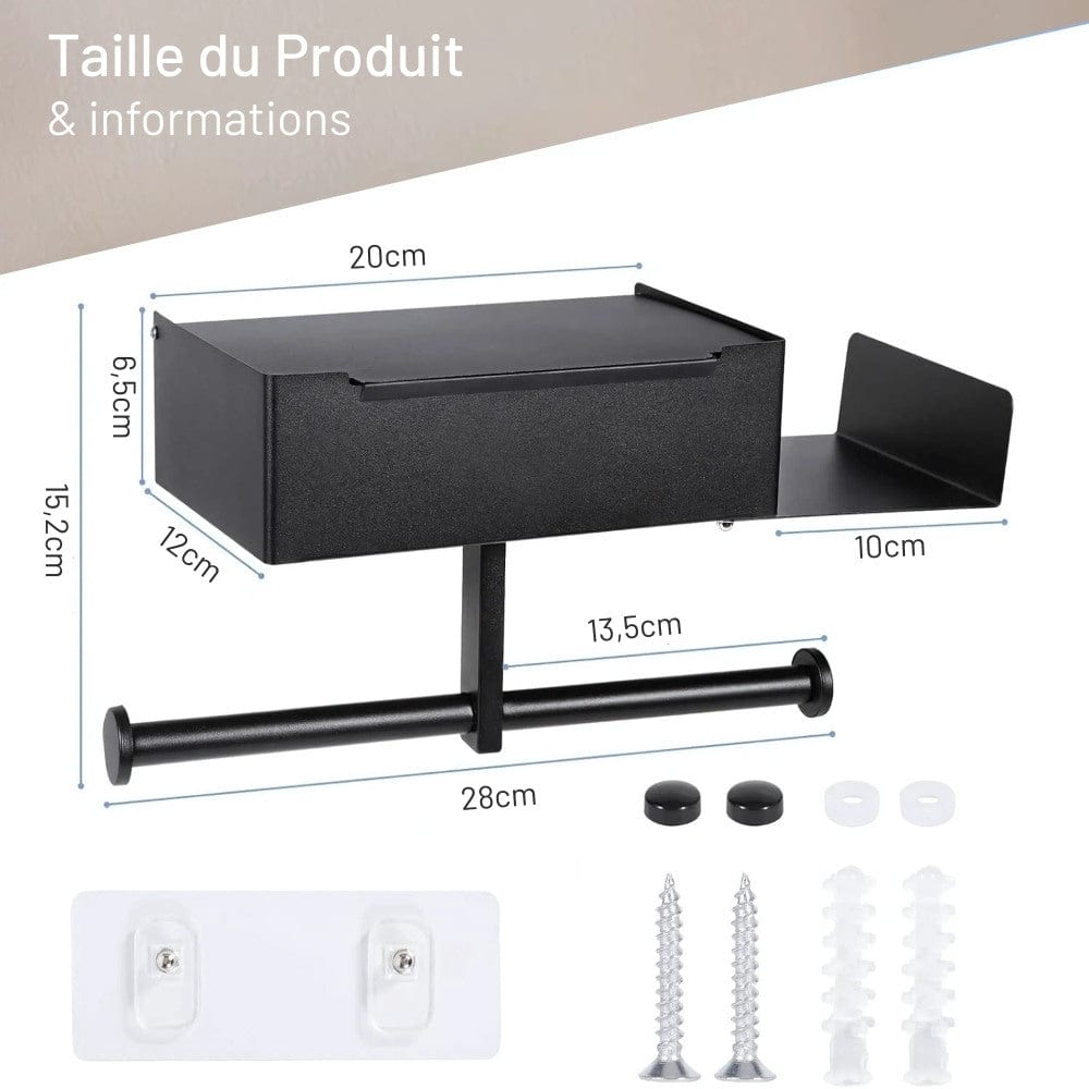 Porte Papier Toilette Double Rouleaux - Station Premium Multifonction