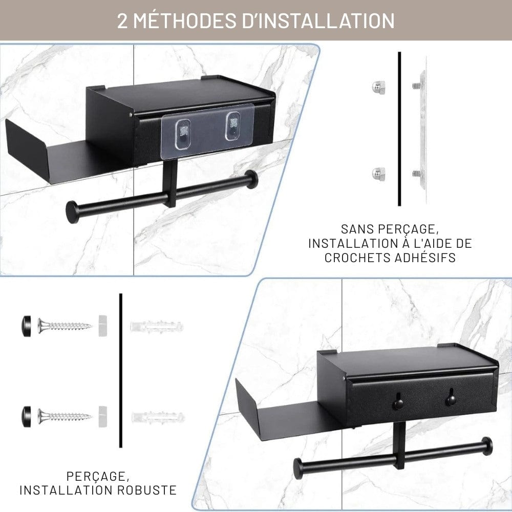 Porte Papier Toilette Double Rouleaux - Station Premium Multifonction