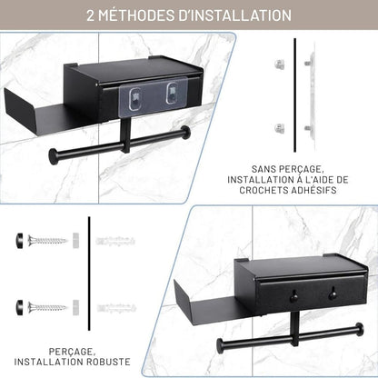 Porte Papier Toilette Double Rouleaux - Station Premium Multifonction