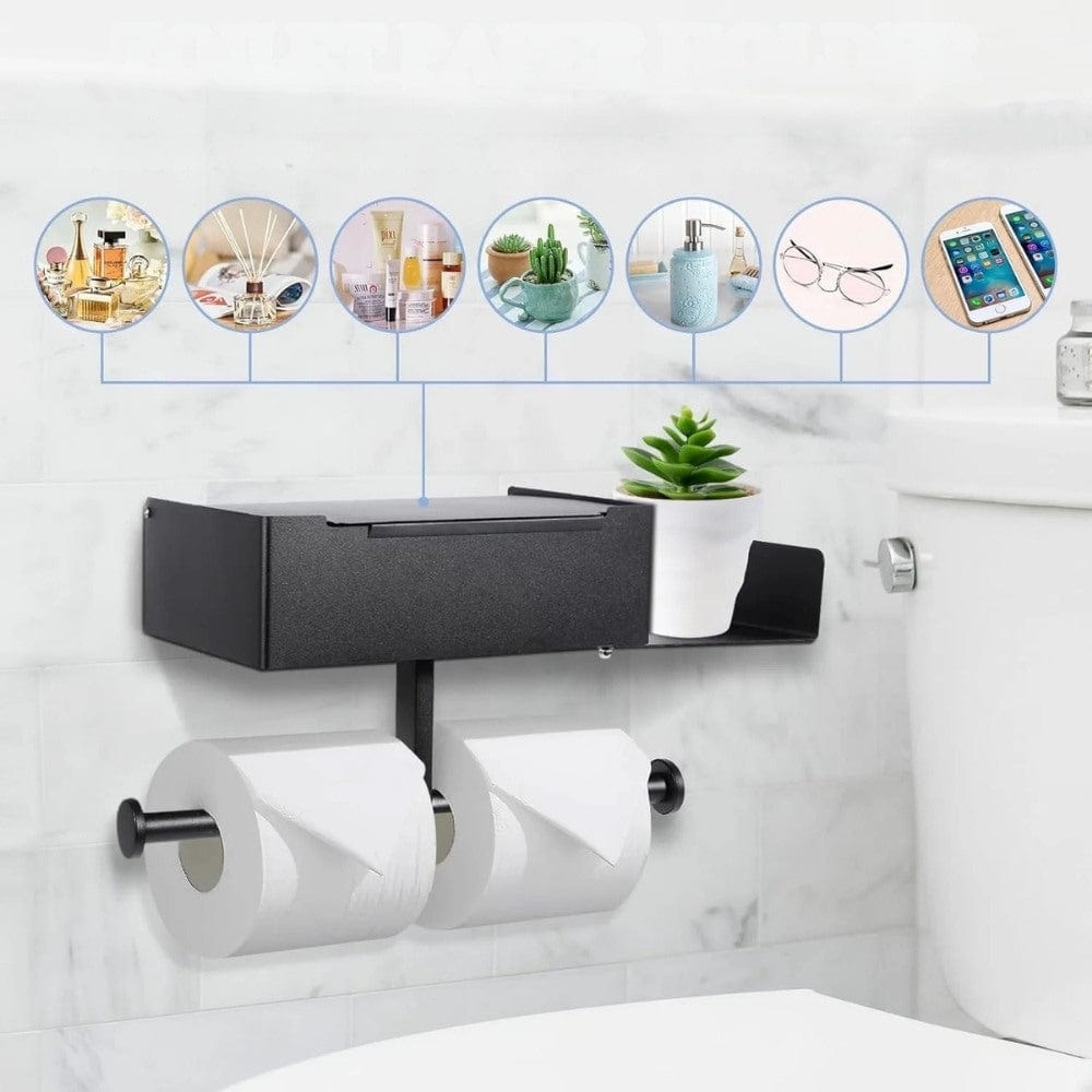 Porte Papier Toilette Double Rouleaux - Station Premium Multifonction
