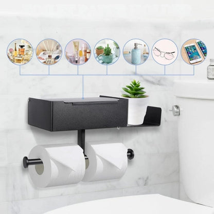 Porte Papier Toilette Double Rouleaux - Station Premium Multifonction