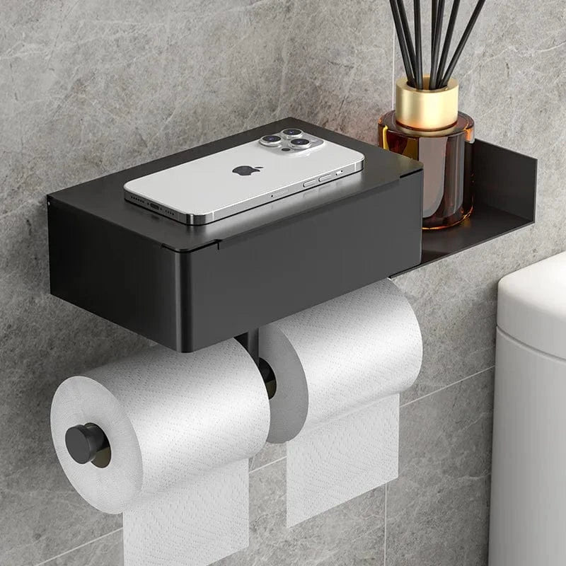 Porte Papier Toilette Double Rouleaux - Station Premium Multifonction