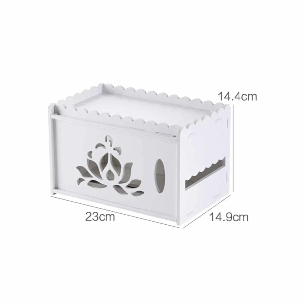 Porte Papier Toilette en Bois Blanc - Motifs Floraux Ajourés