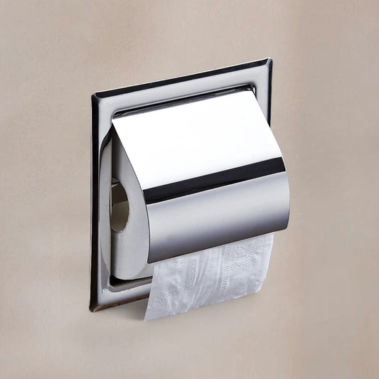 Porte Papier Toilette Encastrable - Argent & Noir Mat