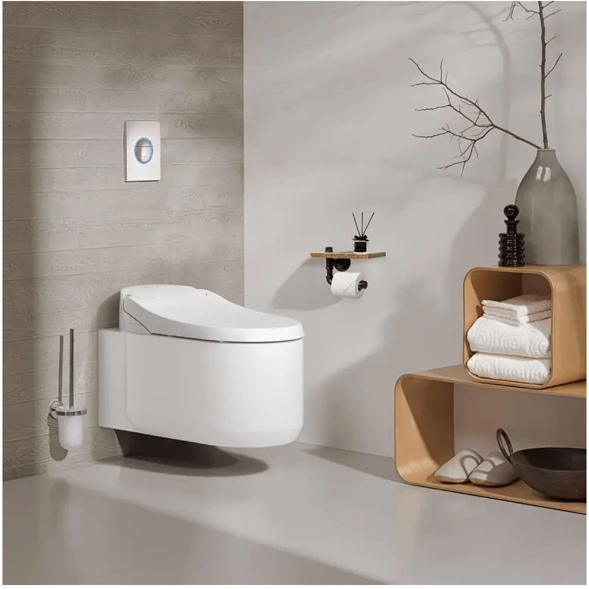 Porte Papier Toilette Industriel - Plateau Bois Tuyauterie