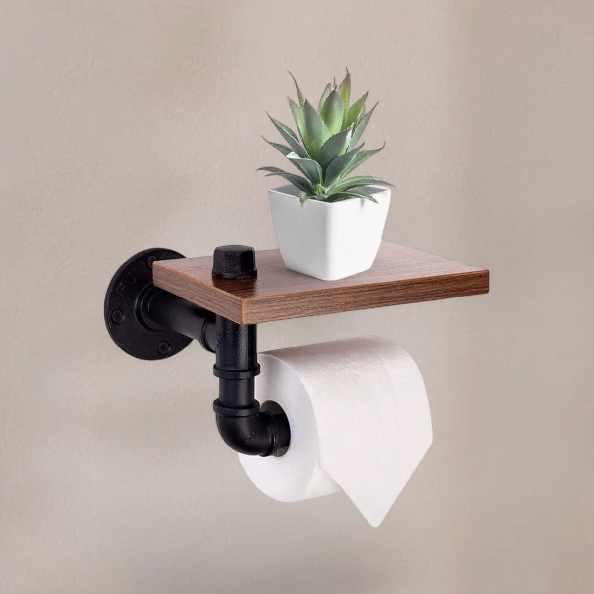 Porte Papier Toilette Industriel - Plateau Bois Tuyauterie
