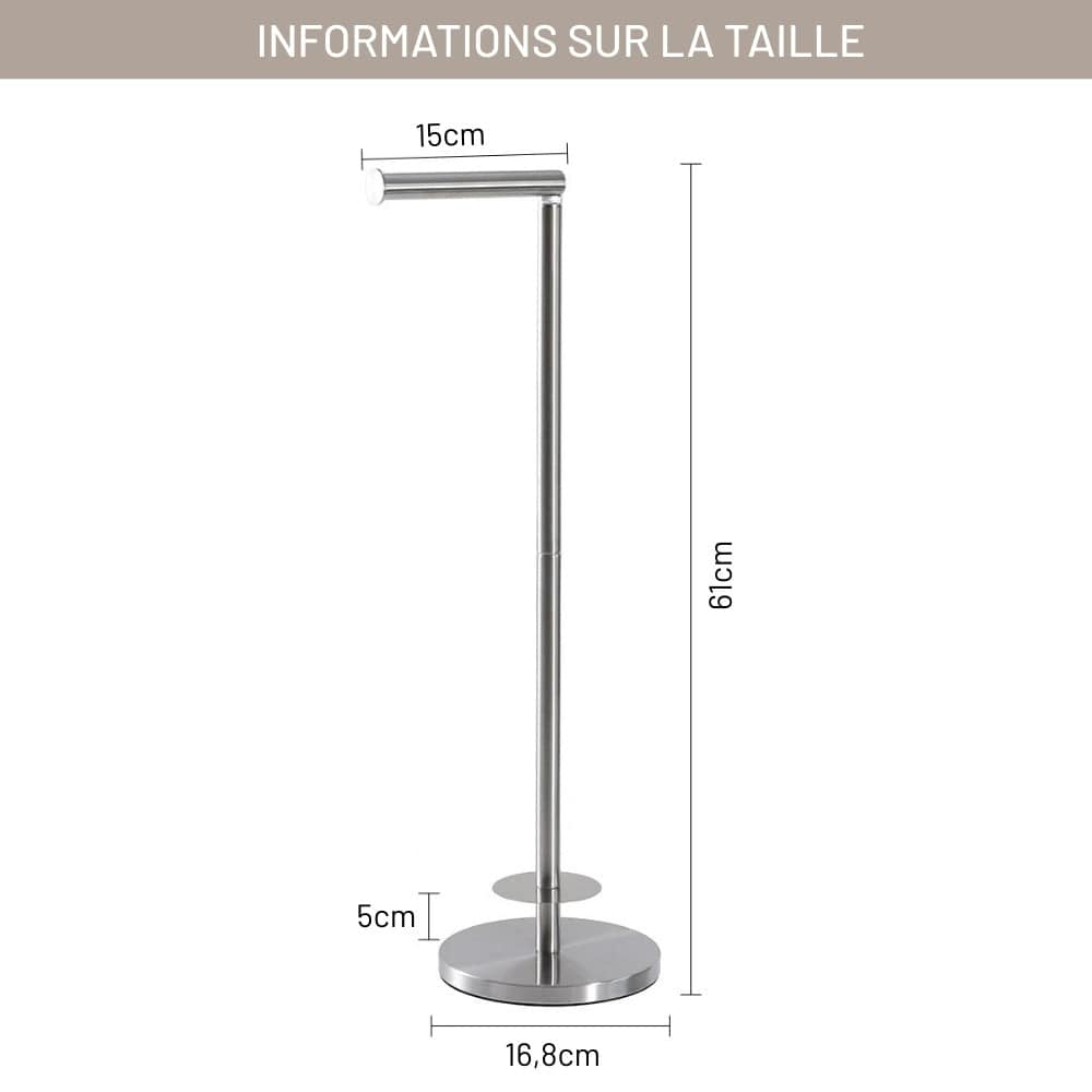 Porte Papier Toilette Inox sur Pied - Bras Articulé 2-en-1