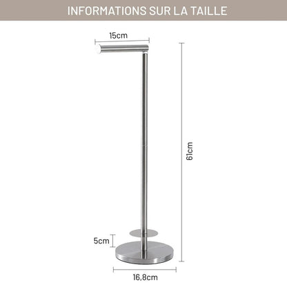 Porte Papier Toilette Inox sur Pied - Bras Articulé 2-en-1
