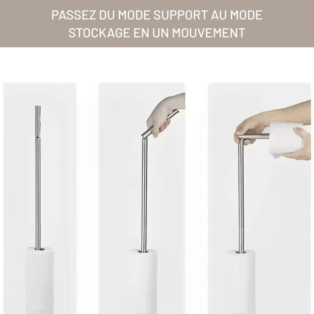 Porte Papier Toilette Inox sur Pied - Bras Articulé 2-en-1