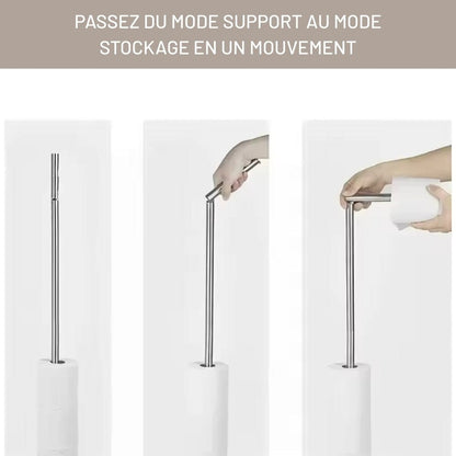 Porte Papier Toilette Inox sur Pied - Bras Articulé 2-en-1