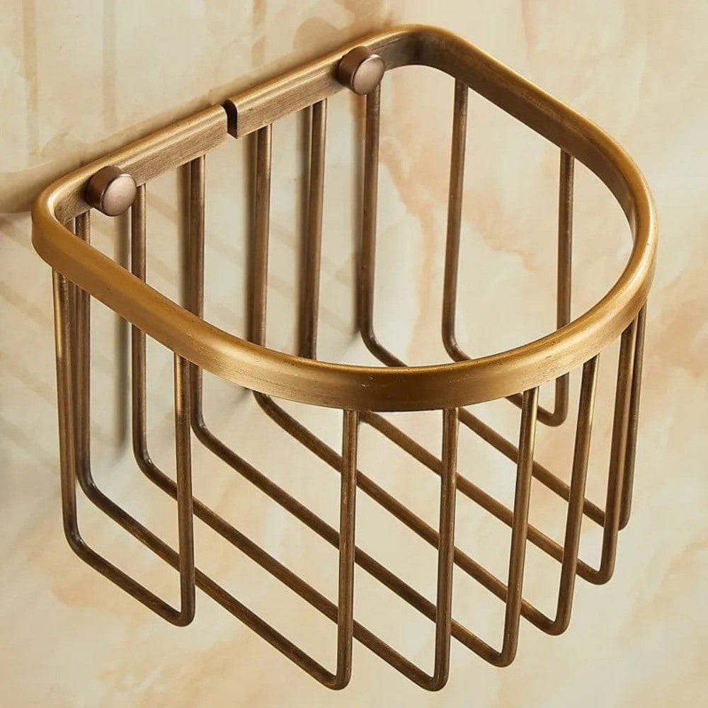 Porte Papier Toilette Laiton Brossé - Design Cage Antique