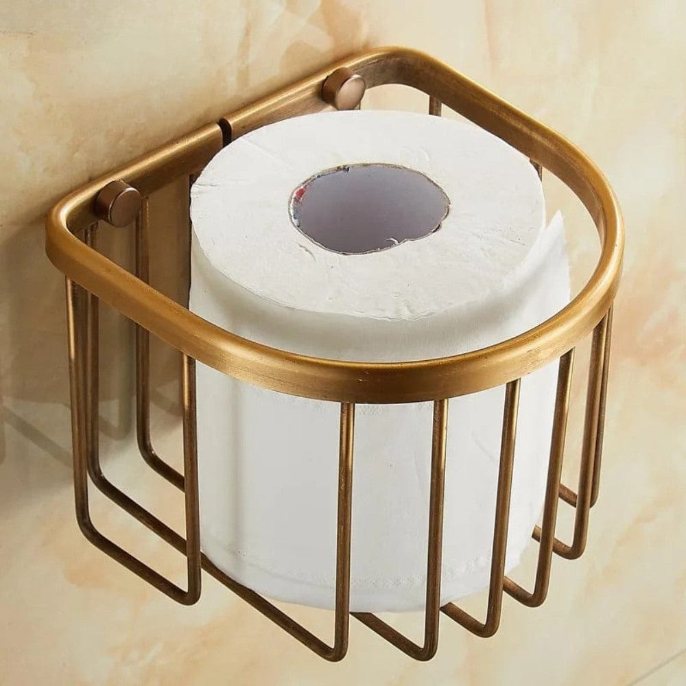 Porte Papier Toilette Laiton Brossé - Design Cage Antique