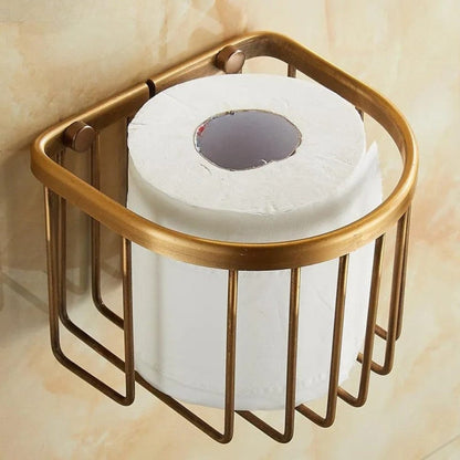 Porte Papier Toilette Laiton Brossé - Design Cage Antique