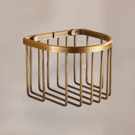 Porte Papier Toilette Laiton Brossé - Design Cage Antique