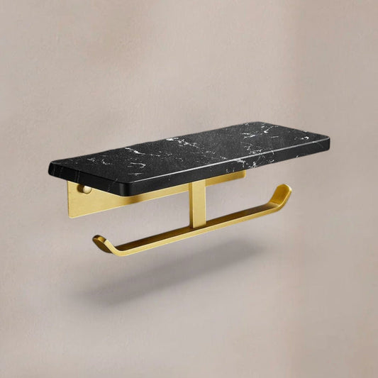Porte Papier Toilette Luxe - Double Marbre Noir Or Premium