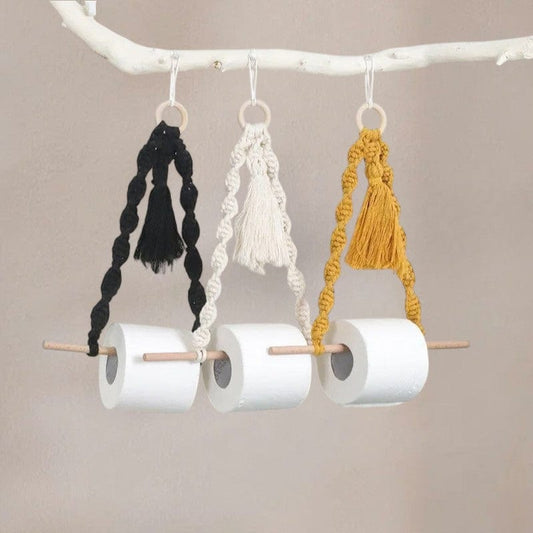Porte Papier Toilette Macramé - 3 Coloris Artisanal Bohème