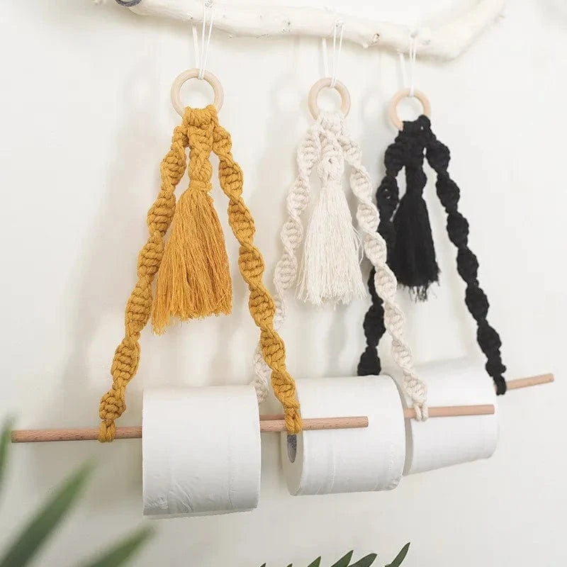 Porte Papier Toilette Macramé - 3 Coloris Artisanal Bohème