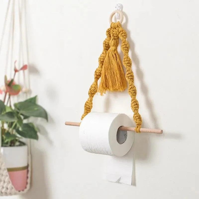 Porte Papier Toilette Macramé - 3 Coloris Artisanal Bohème