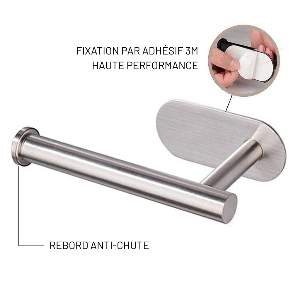 Porte Papier Toilette Metal Argenté - Sans Perçage