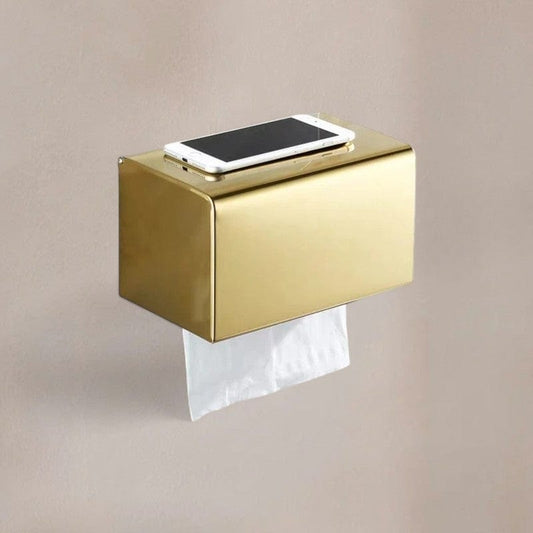 Porte Papier Toilette Mural avec Couvercle Porte en Laiton - Distributeur