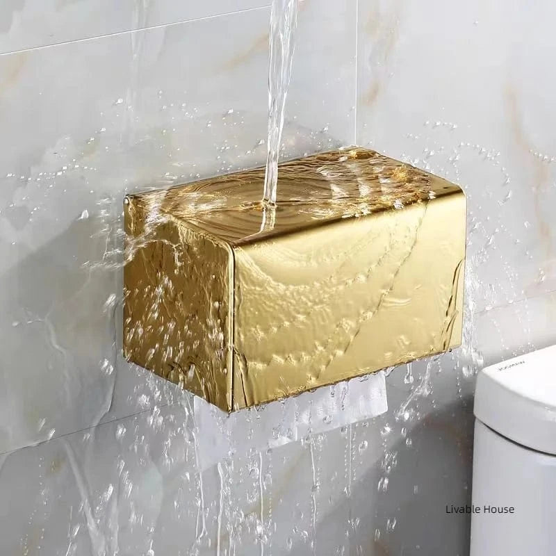 Porte Papier Toilette Mural avec Couvercle Porte en Laiton - Distributeur