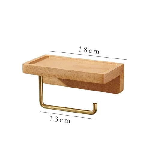 Porte Papier Toilette Mural en Bois - Tablette Sculptée