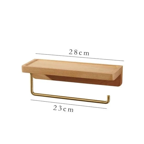 Porte Papier Toilette Mural en Bois - Tablette Sculptée